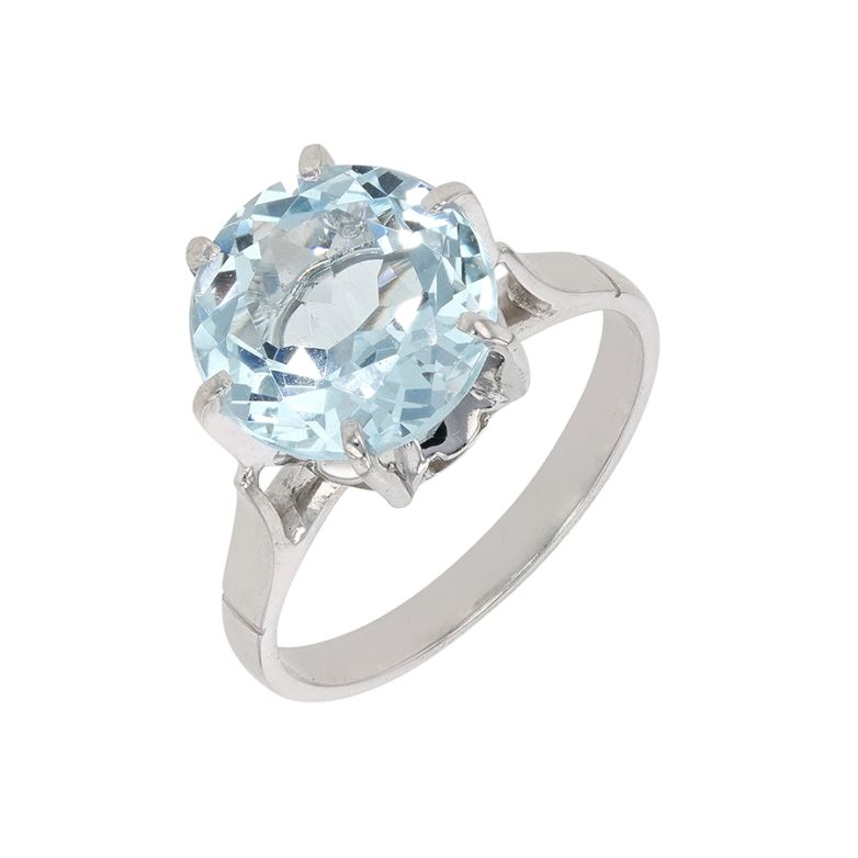 Bague aigue-marine 2.90 carats or blanc 3.74g Comme neuf -  reconditionné disponible sur Gemme Les Bijoux